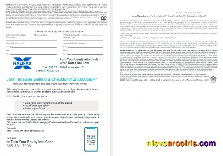 United Kingdom Halifax bank mortgage loan statement, 4 pages 3-4